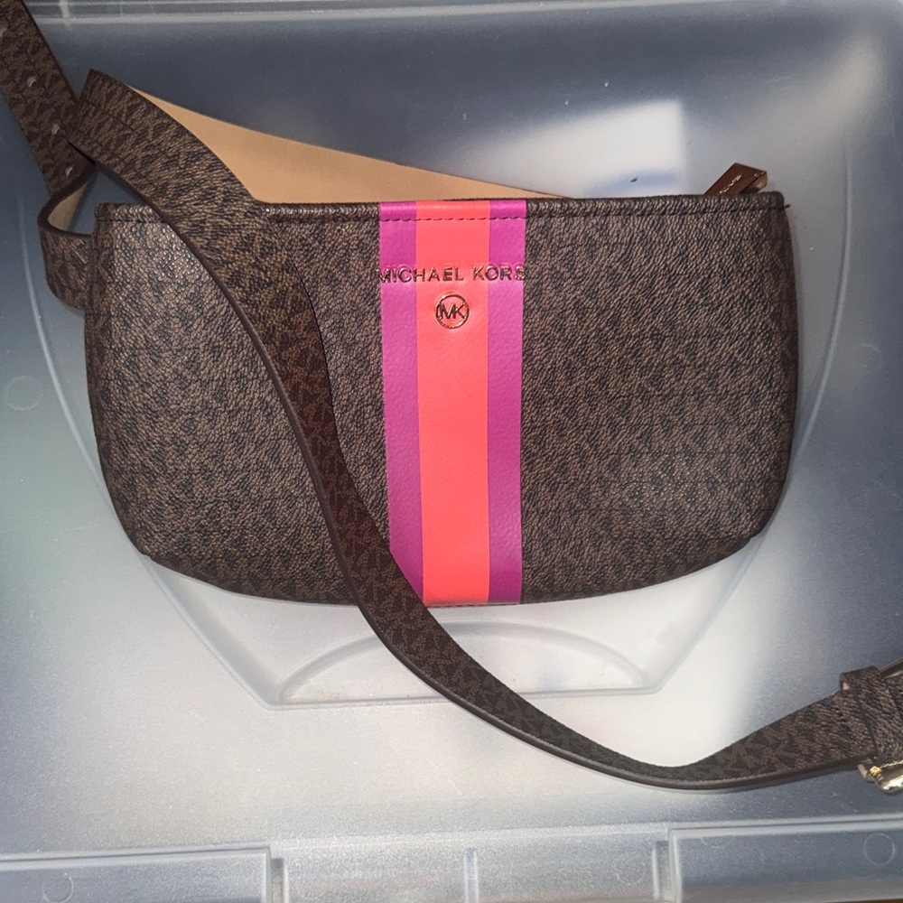 Michael Kors Brown Bag with Pink and Purple Accent - Picture 2 of 9